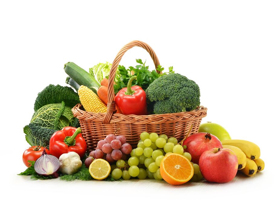 frutas y verduras frescas en la dieta